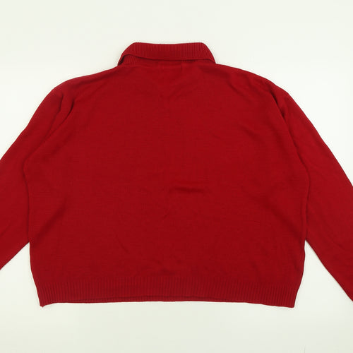 Perceptions Womens Red Collared  Acrylic Pullover Jumper Size XL