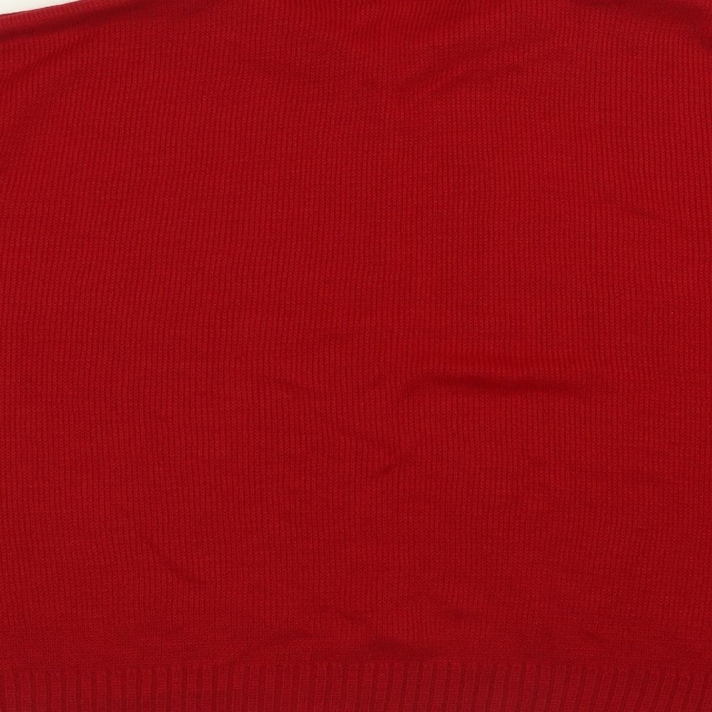 Perceptions Womens Red Collared  Acrylic Pullover Jumper Size XL