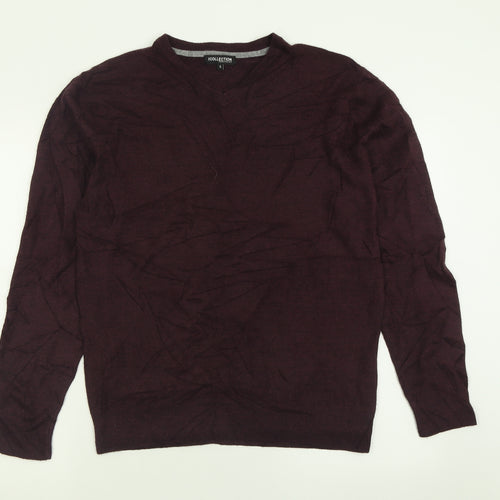 Debenhams Mens Purple V-Neck  Acrylic Pullover Jumper Size S