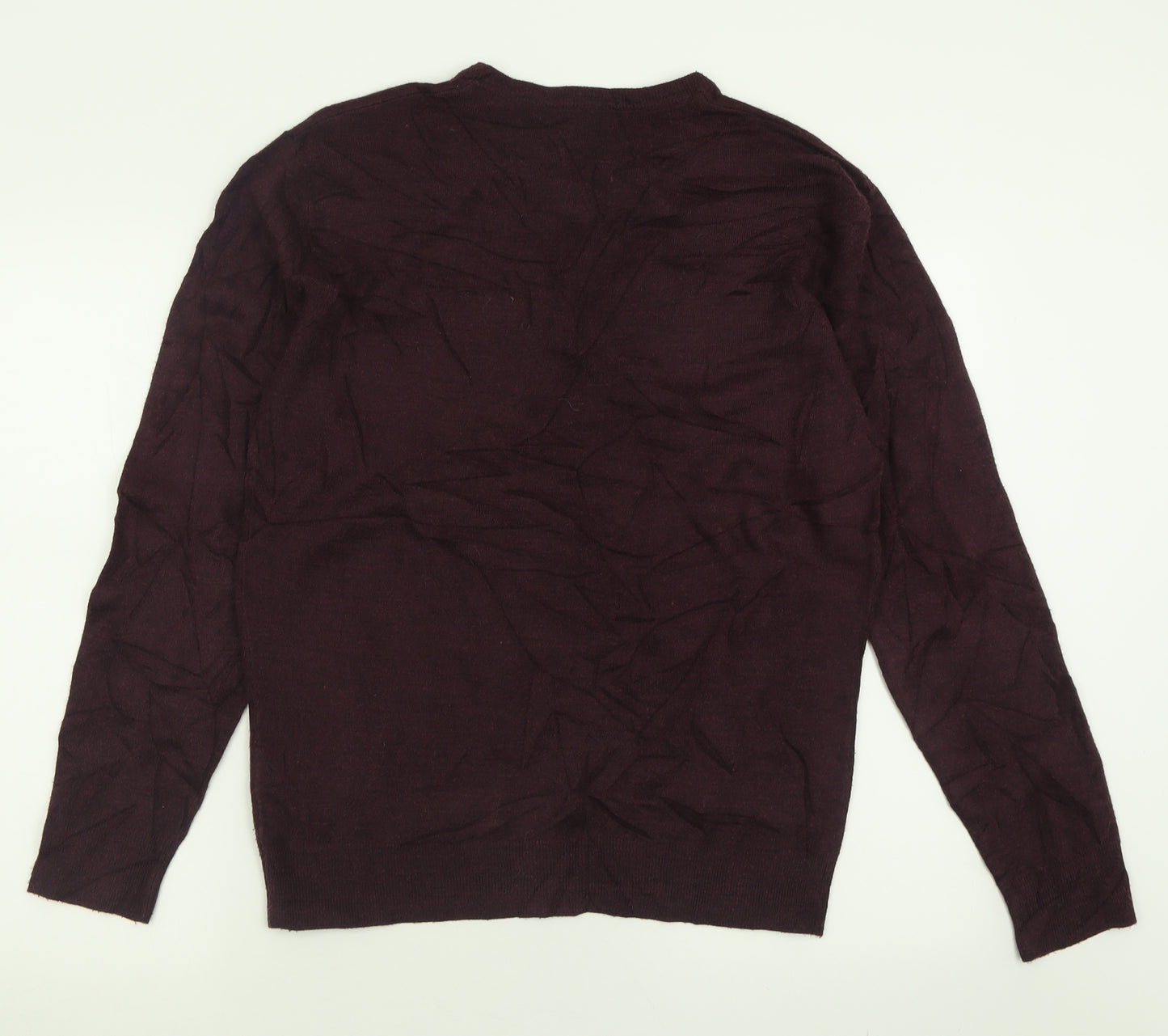 Debenhams Mens Purple V-Neck  Acrylic Pullover Jumper Size S