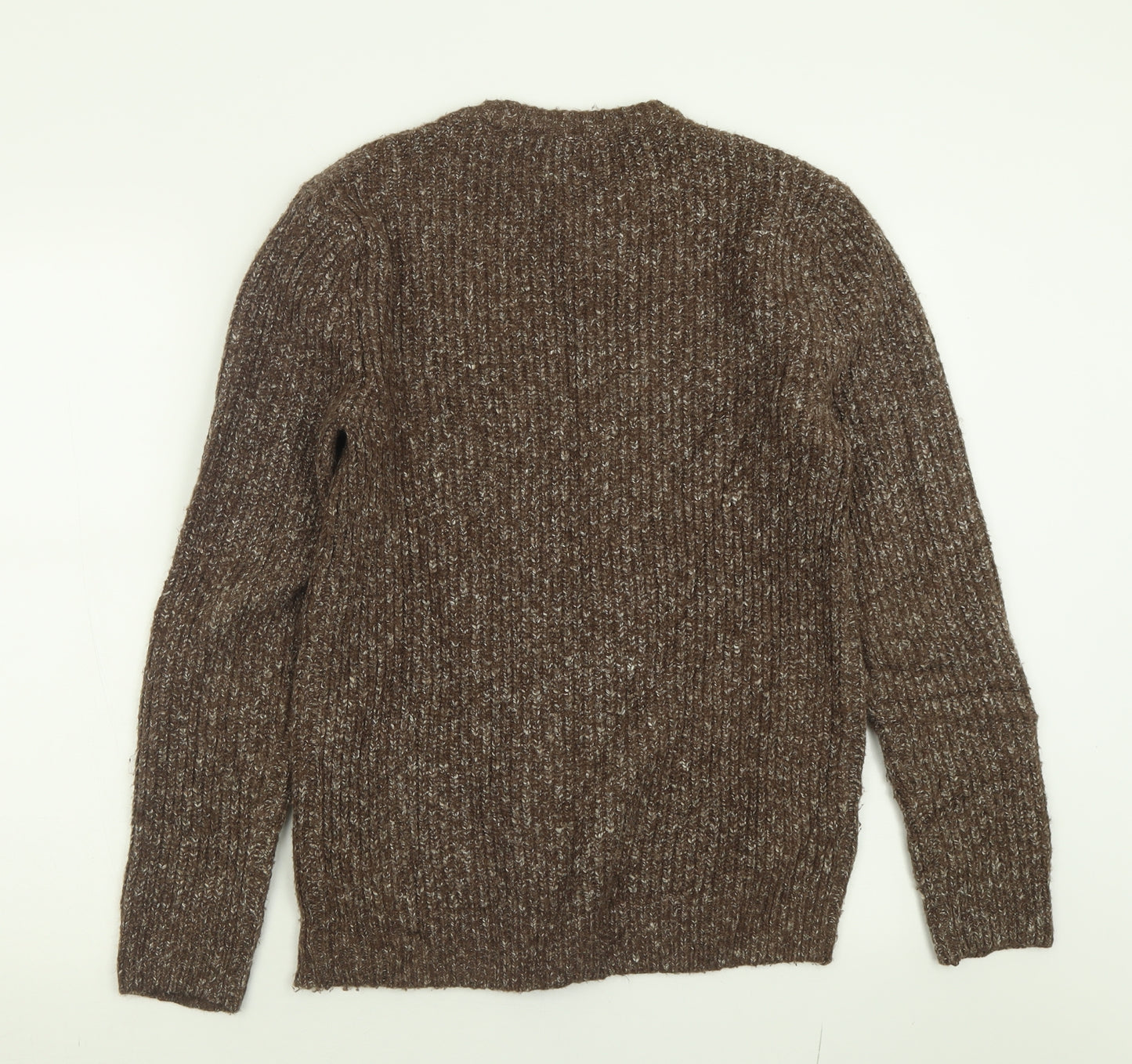 George Mens Brown Crew Neck  Acrylic Pullover Jumper Size S