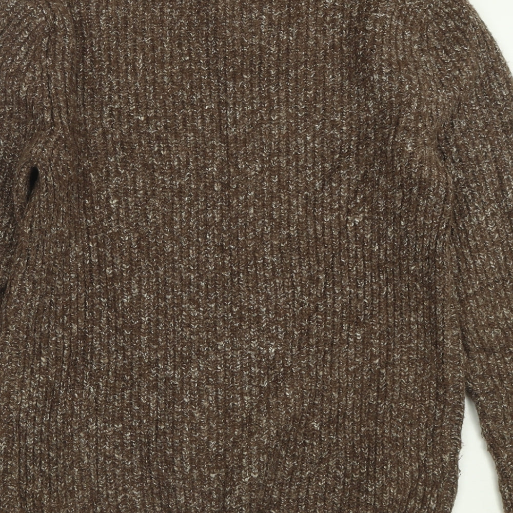 George Mens Brown Crew Neck  Acrylic Pullover Jumper Size S