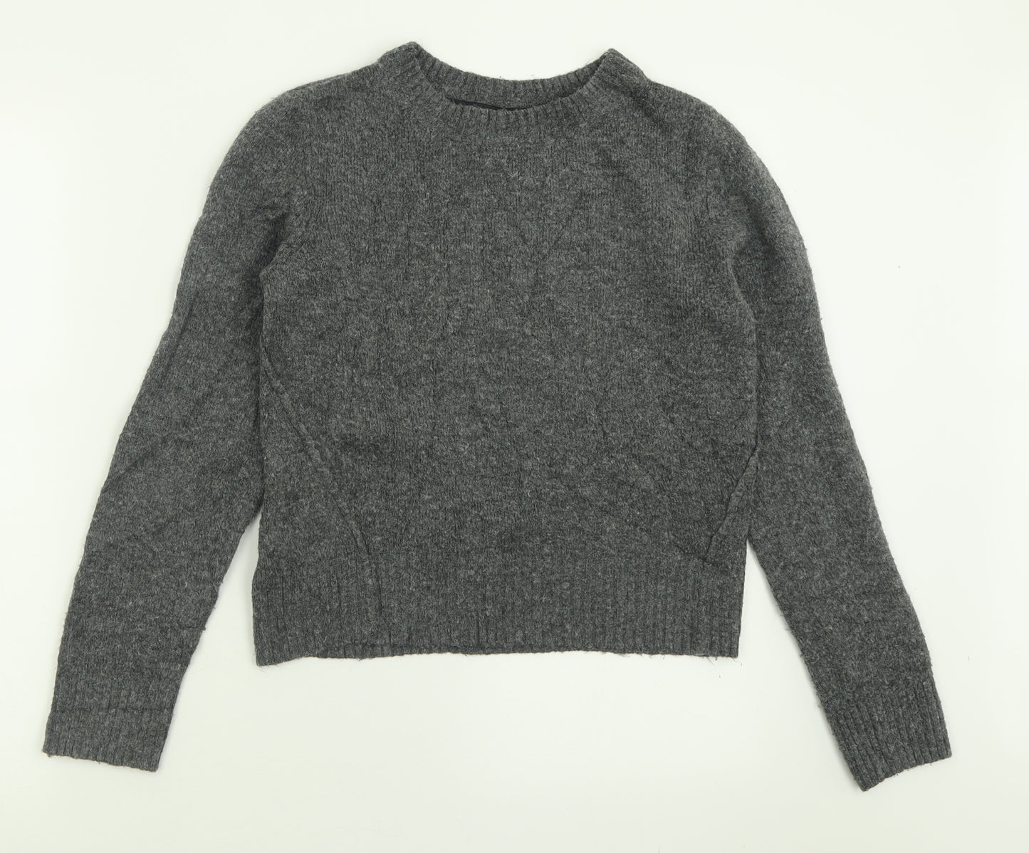 Topshop Womens Grey Crew Neck  Acrylic Pullover Jumper Size 10