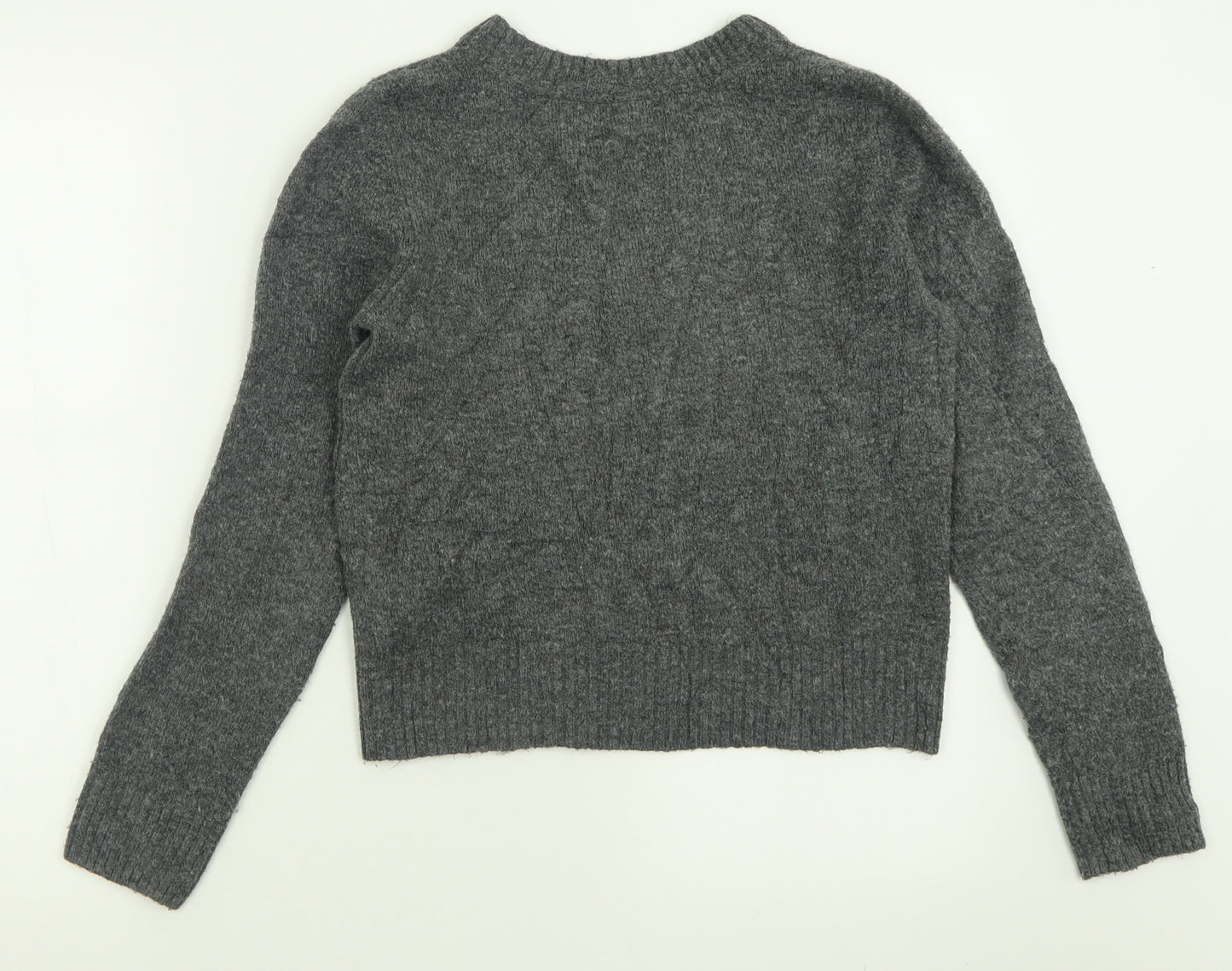 Topshop Womens Grey Crew Neck  Acrylic Pullover Jumper Size 10