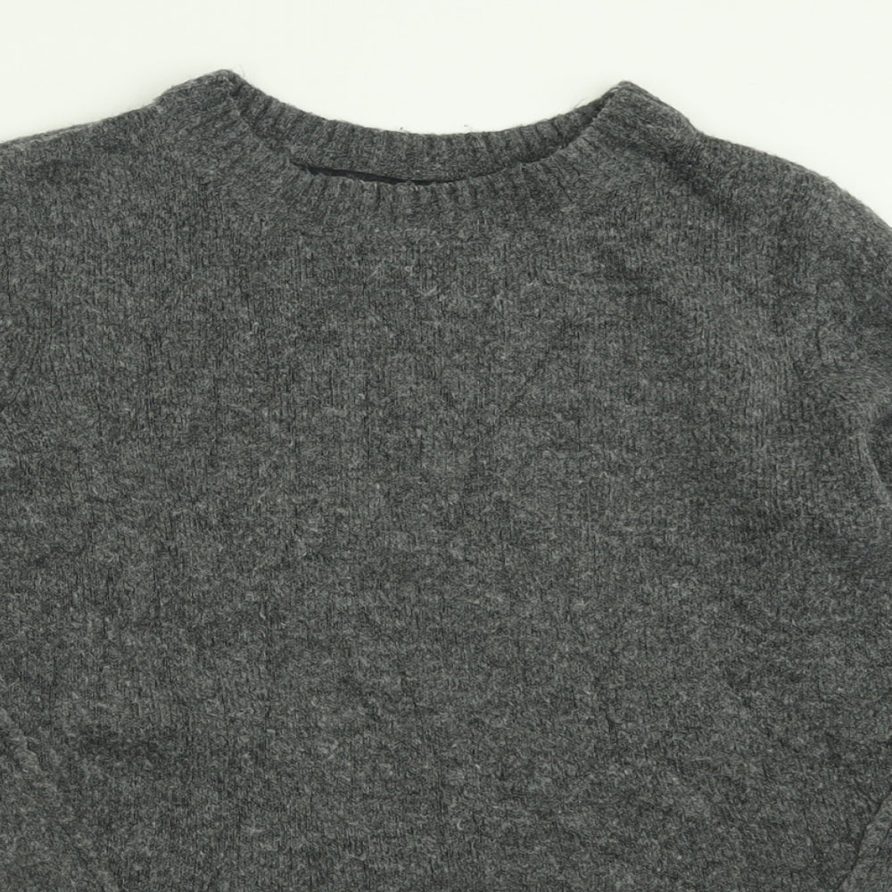 Topshop Womens Grey Crew Neck  Acrylic Pullover Jumper Size 10