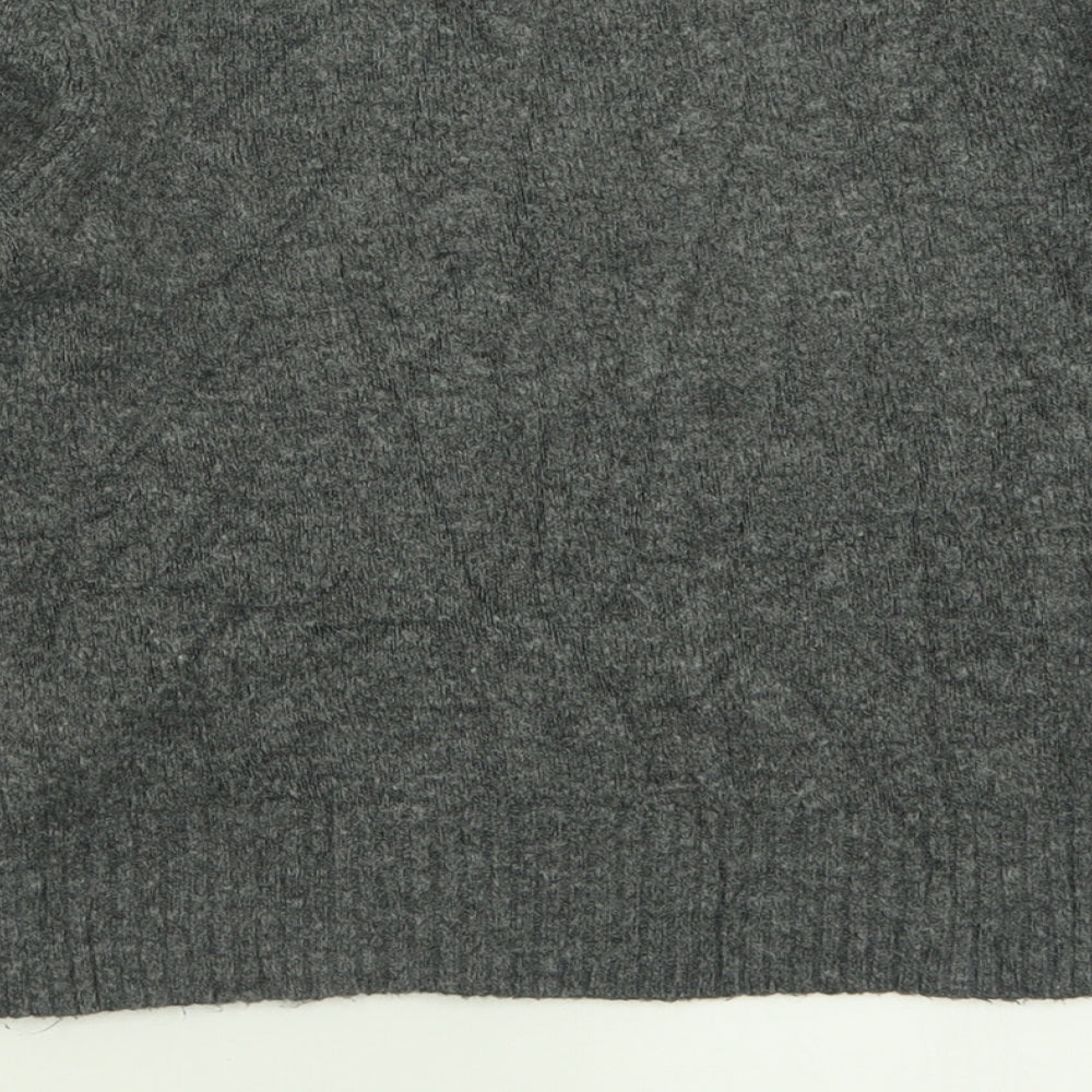 Topshop Womens Grey Crew Neck  Acrylic Pullover Jumper Size 10
