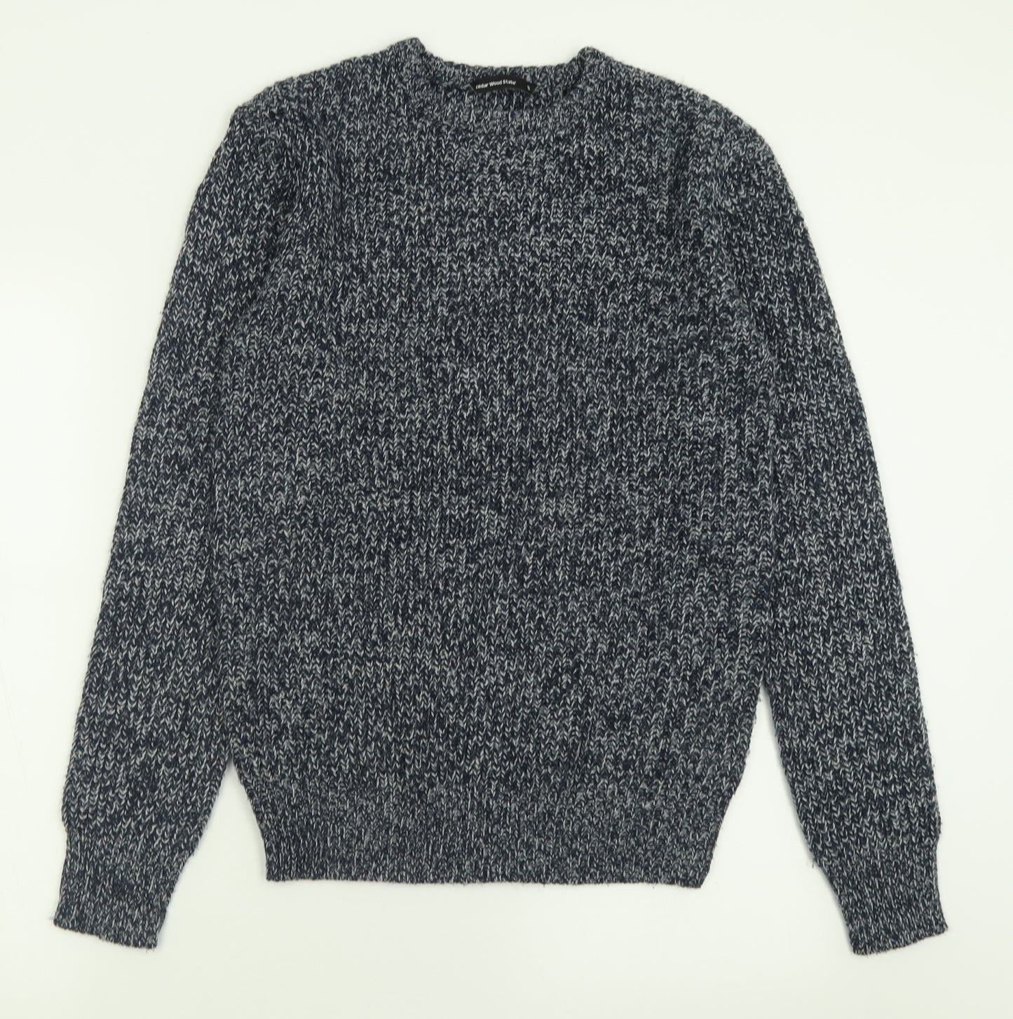 Cedar Wood State Mens Blue Crew Neck  Acrylic Pullover Jumper Size S