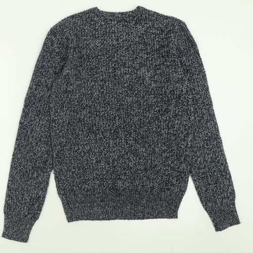Cedar Wood State Mens Blue Crew Neck  Acrylic Pullover Jumper Size S