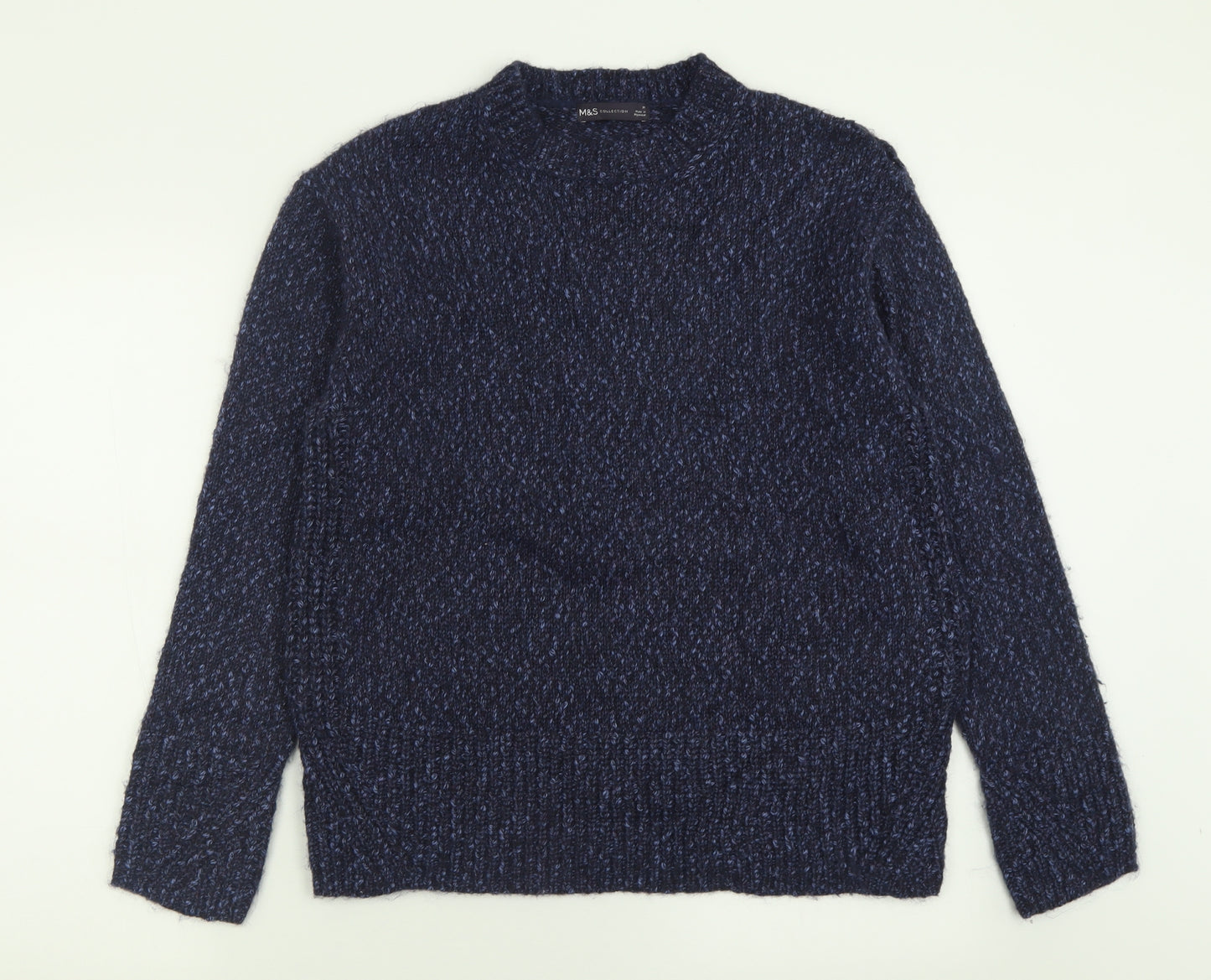 Marks and Spencer Mens Blue Crew Neck  Acrylic Pullover Jumper Size M