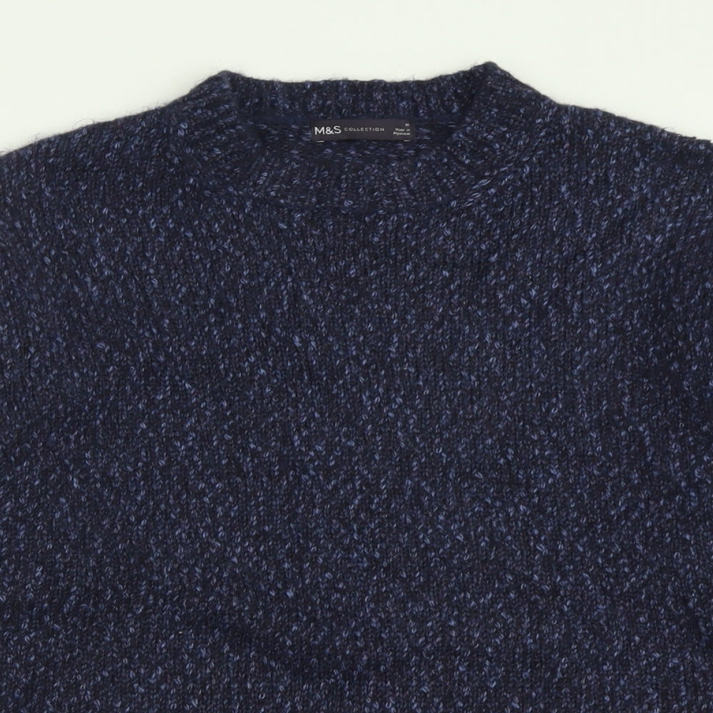 Marks and Spencer Mens Blue Crew Neck  Acrylic Pullover Jumper Size M