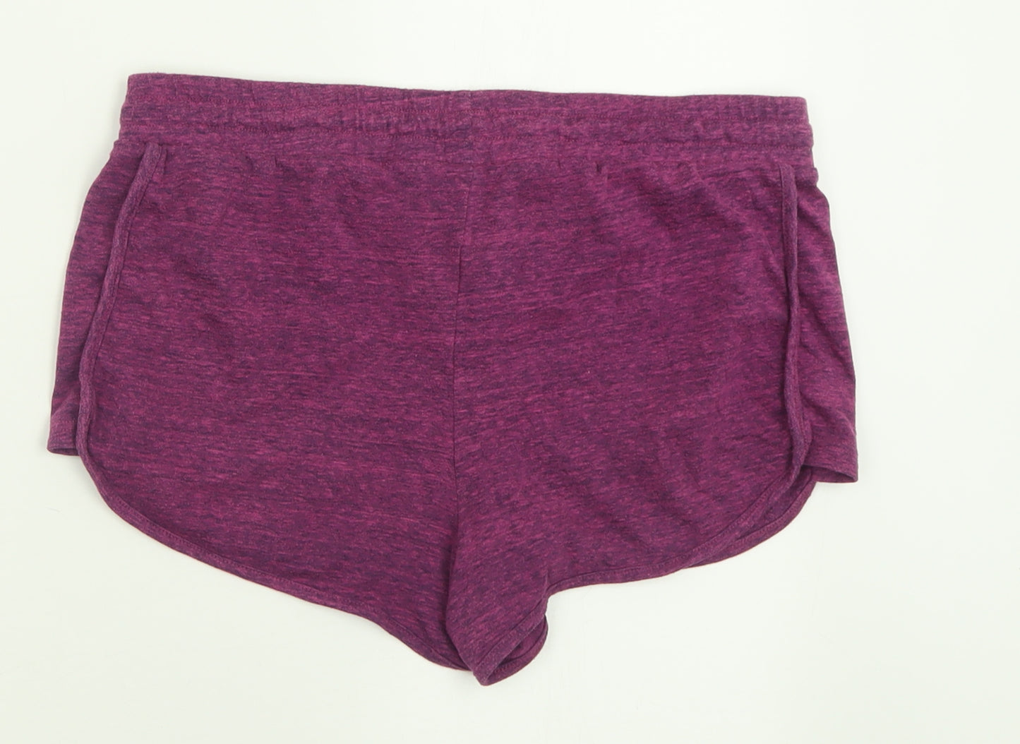 Topshop Womens Purple  Polyester Sweat Shorts Size 14  Regular Tie