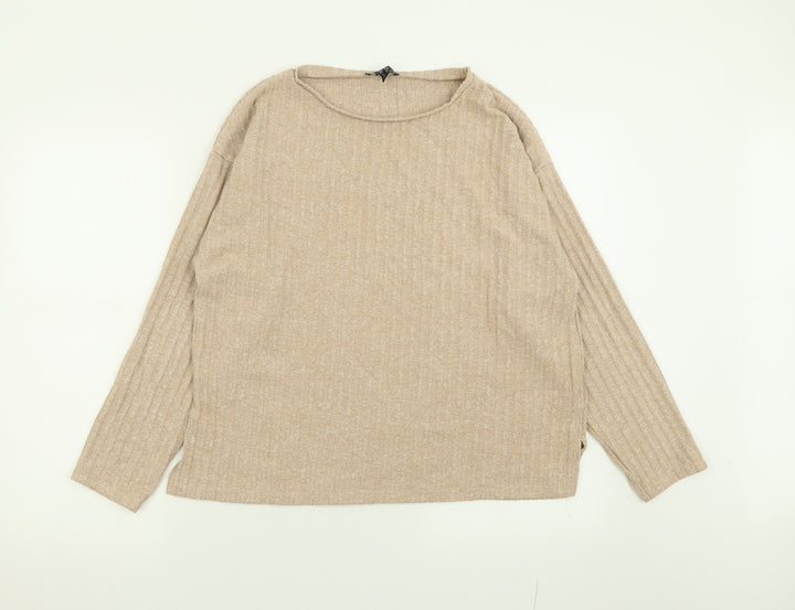 New Look Womens Beige Crew Neck Polyester Pullover Jumper Size M