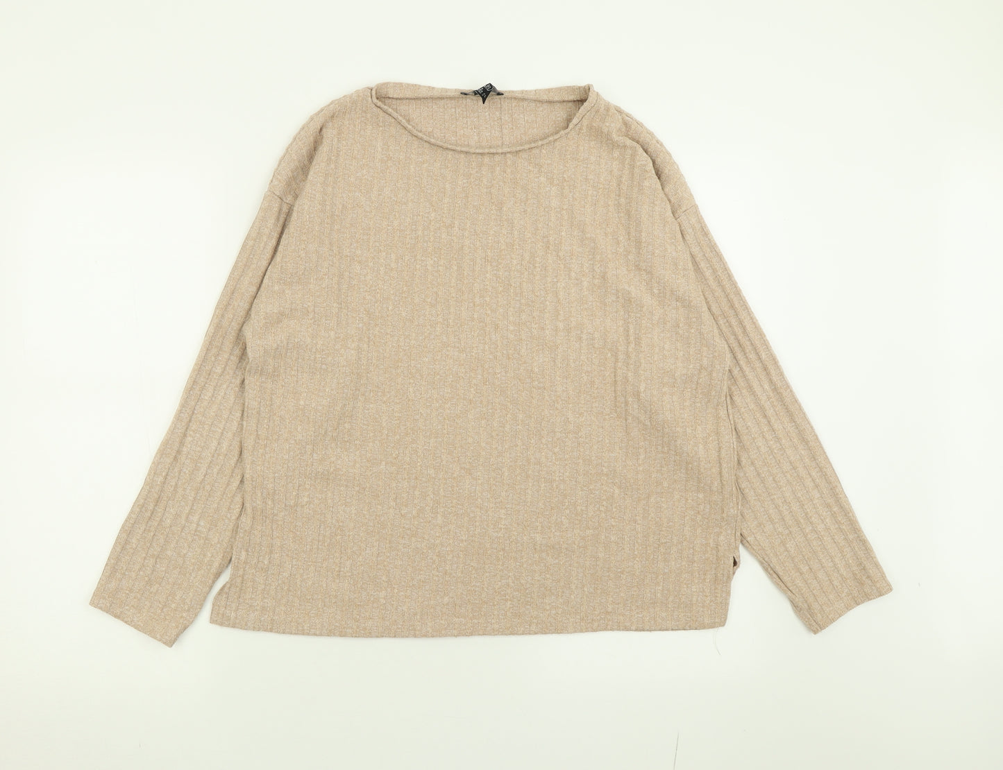 New Look Womens Beige Crew Neck  Polyester Pullover Jumper Size M