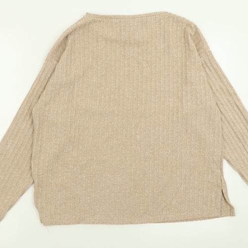 New Look Womens Beige Crew Neck  Polyester Pullover Jumper Size M