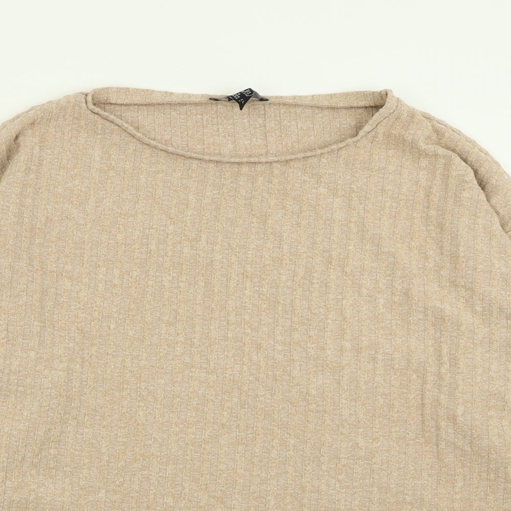 New Look Womens Beige Crew Neck  Polyester Pullover Jumper Size M