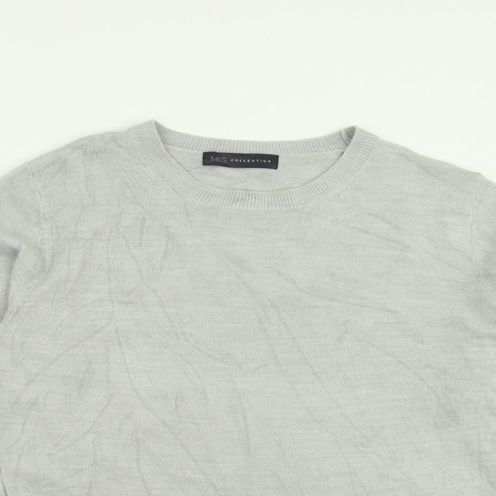 Marks and Spencer Womens Grey Crew Neck  Acrylic Pullover Jumper Size 12