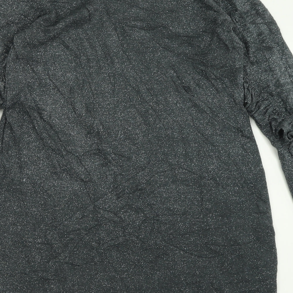 TU Womens Silver  Acrylic Tunic T-Shirt Size 8 Crew Neck - Frill sleeve