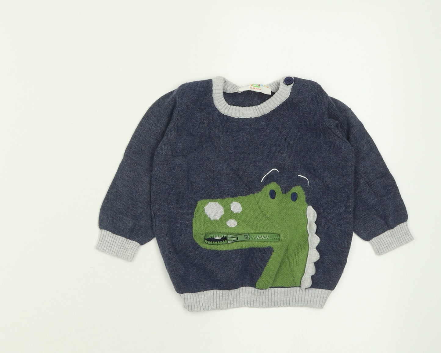 Lily & Jack Boys Blue  Cotton Pullover Jumper Size 12-18 Months  Button