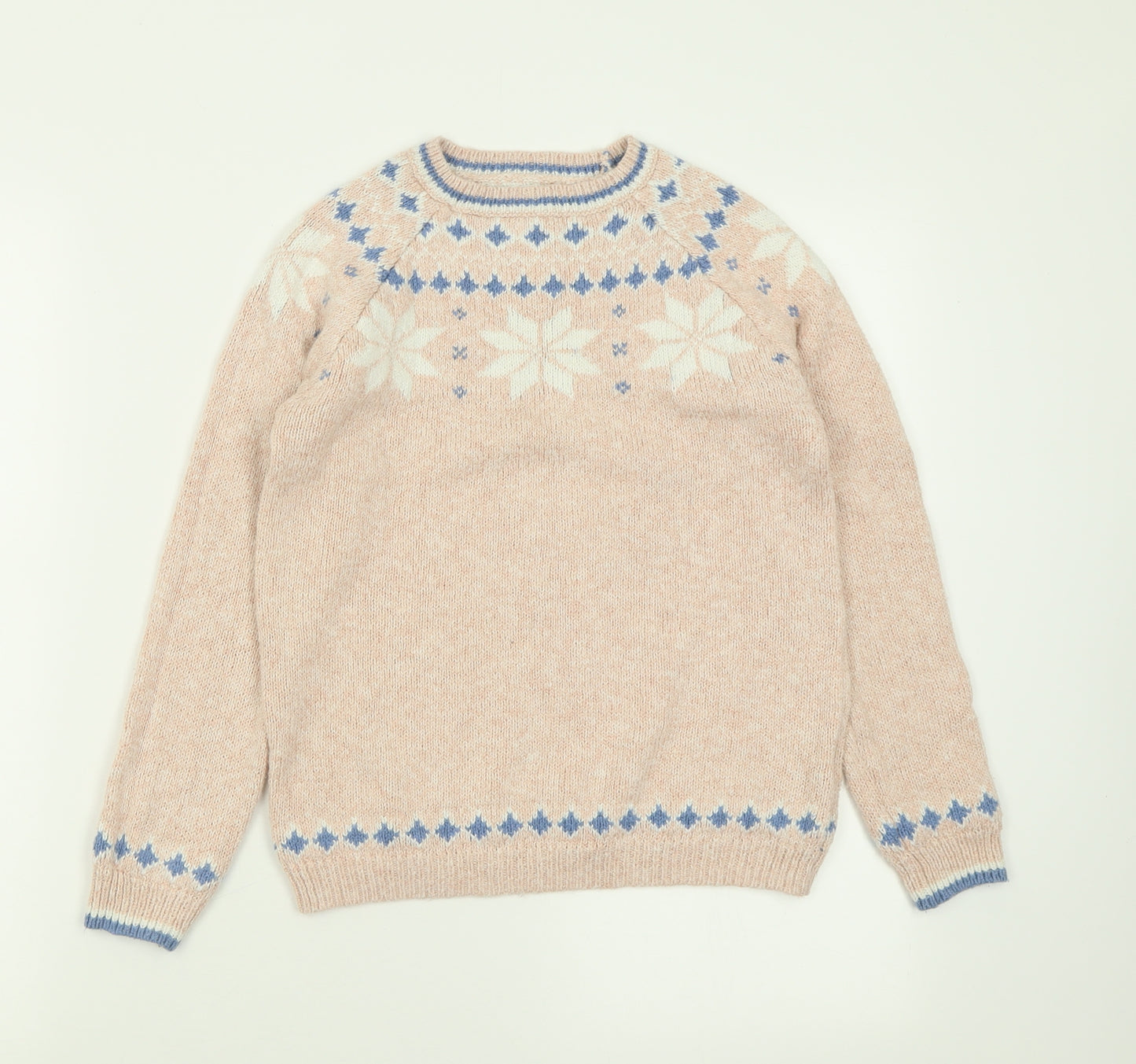 fatface Girls Pink Crew Neck Geometric Cotton Pullover Jumper Size 10-11 Years  Pullover