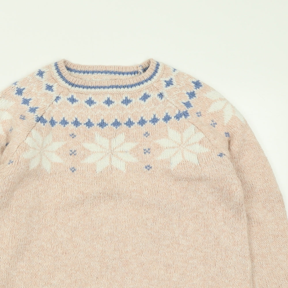 fatface Girls Pink Crew Neck Geometric Cotton Pullover Jumper Size 10-11 Years  Pullover