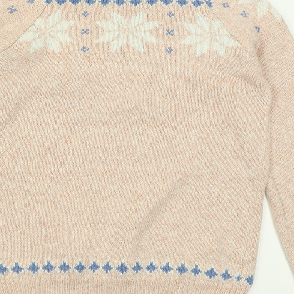 fatface Girls Pink Crew Neck Geometric Cotton Pullover Jumper Size 10-11 Years  Pullover