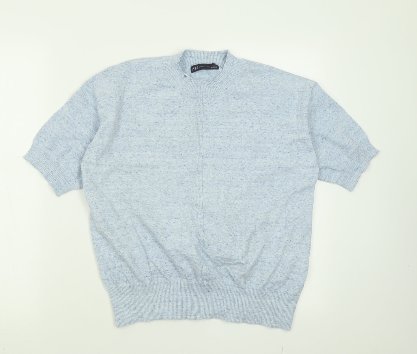 Marks and Spencer Womens Blue  Cotton Basic T-Shirt Size M Crew Neck