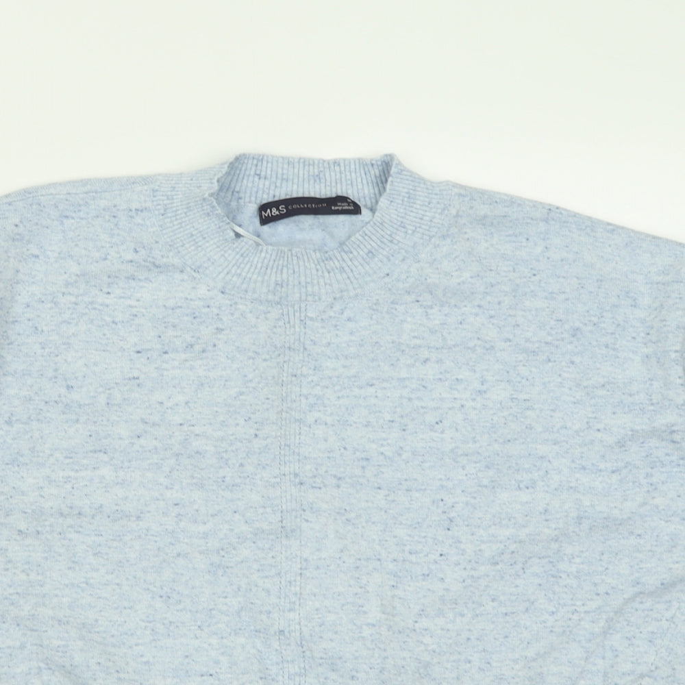 Marks and Spencer Womens Blue  Cotton Basic T-Shirt Size M Crew Neck
