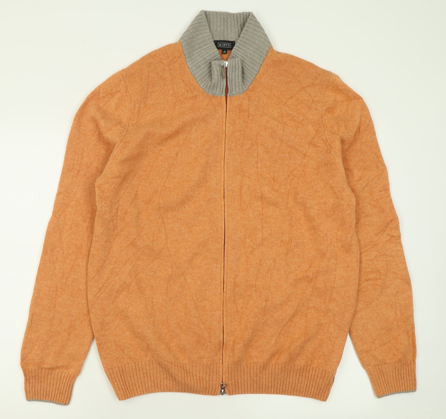 Mitro Mens Orange High Neck  Acrylic Full Zip Jumper Size 2XL