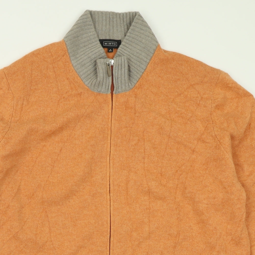 Mitro Mens Orange High Neck  Acrylic Full Zip Jumper Size 2XL