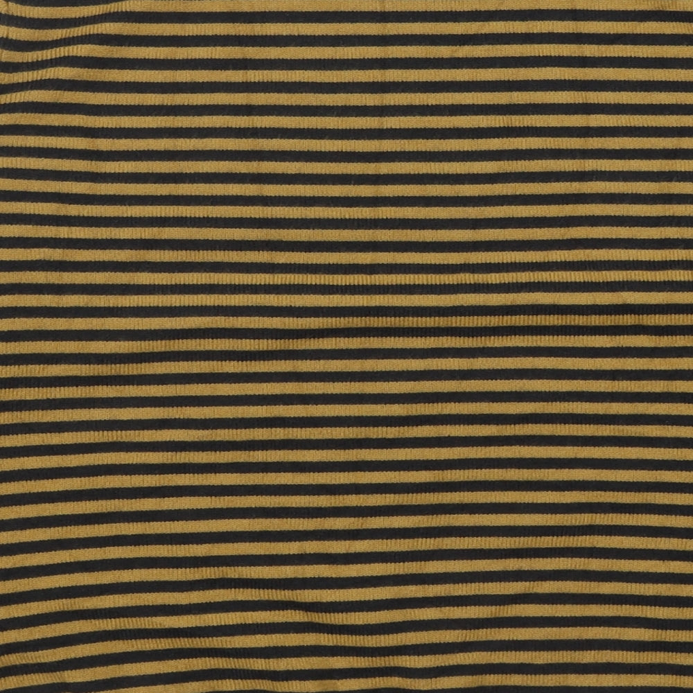 Marks and Spencer Womens Brown Crew Neck Striped Acrylic Pullover Jumper Size 16