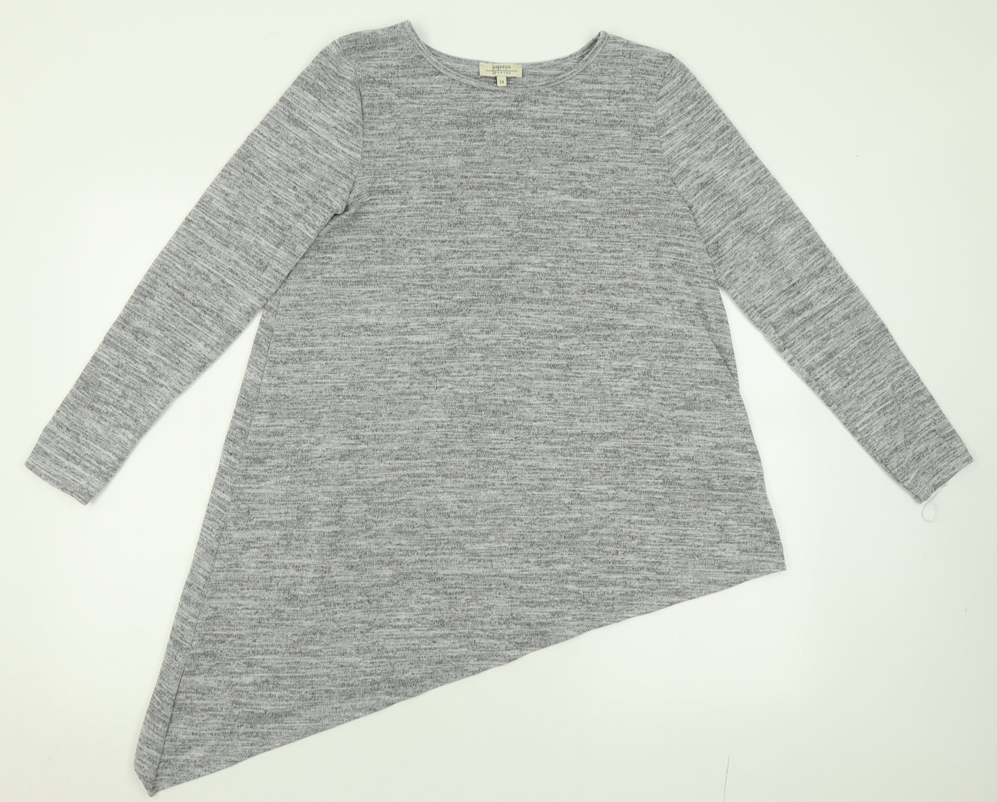 Papaya Womens Grey Crew Neck  Polyester Tunic Jumper Size 14