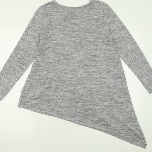 Papaya Womens Grey Crew Neck  Polyester Tunic Jumper Size 14