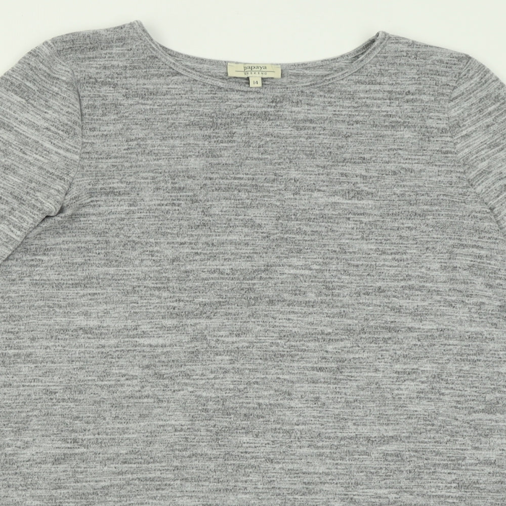 Papaya Womens Grey Crew Neck  Polyester Tunic Jumper Size 14