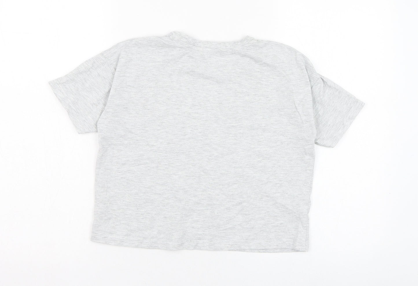 George Girls Grey  Cotton Basic T-Shirt Size 10-11 Years Round Neck Pullover