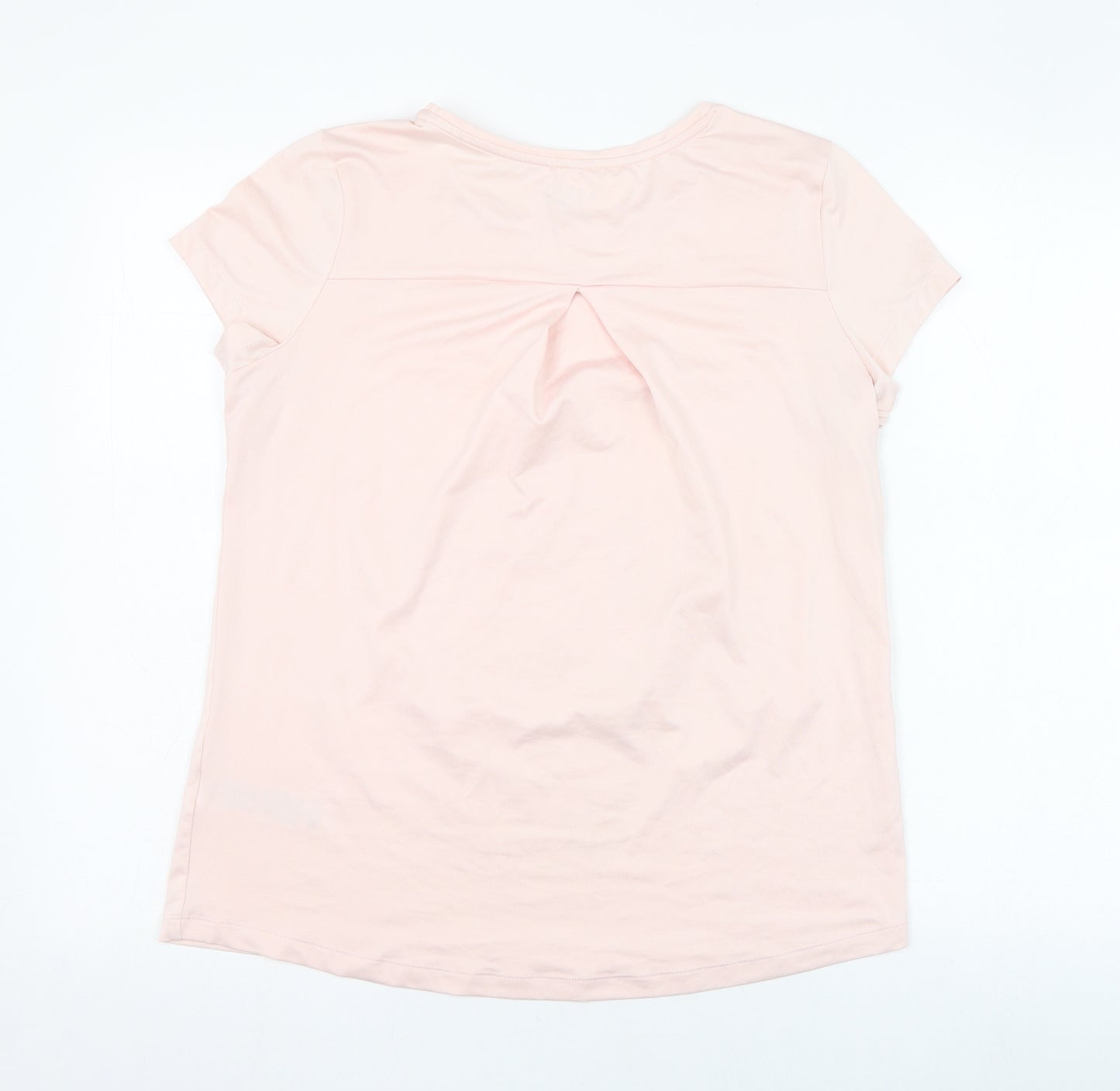 Marks and Spencer Womens Pink  Polyester Basic T-Shirt Size 12 Round Neck Pullover