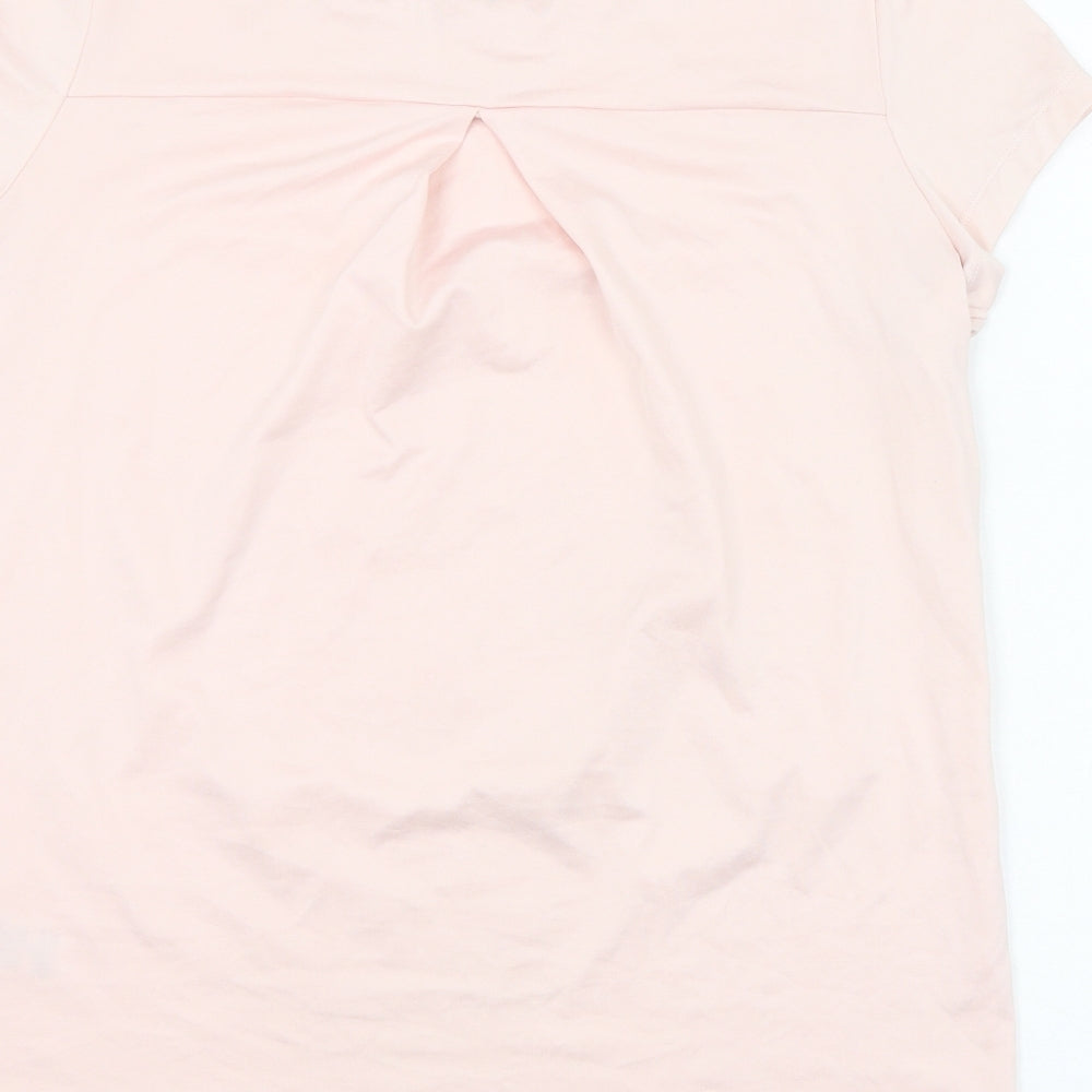 Marks and Spencer Womens Pink  Polyester Basic T-Shirt Size 12 Round Neck Pullover
