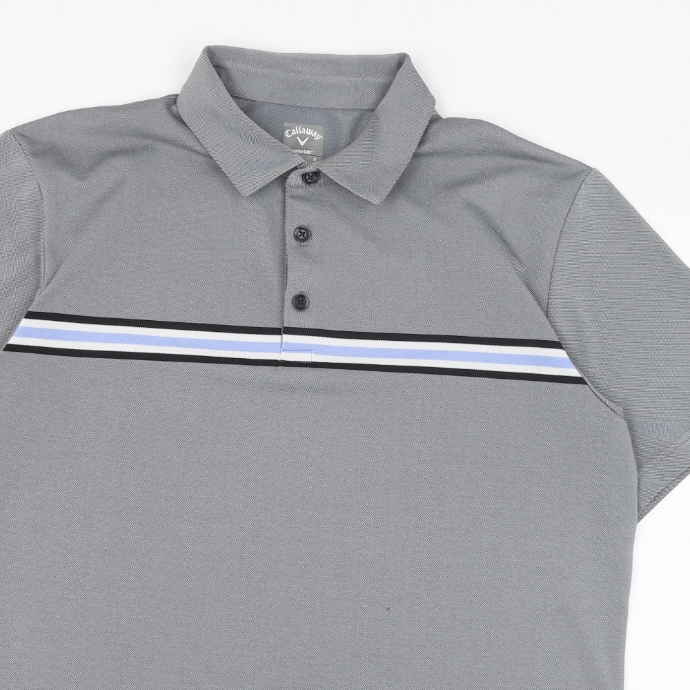 Callaway Mens Grey  Polyester  Polo Size L Collared Button