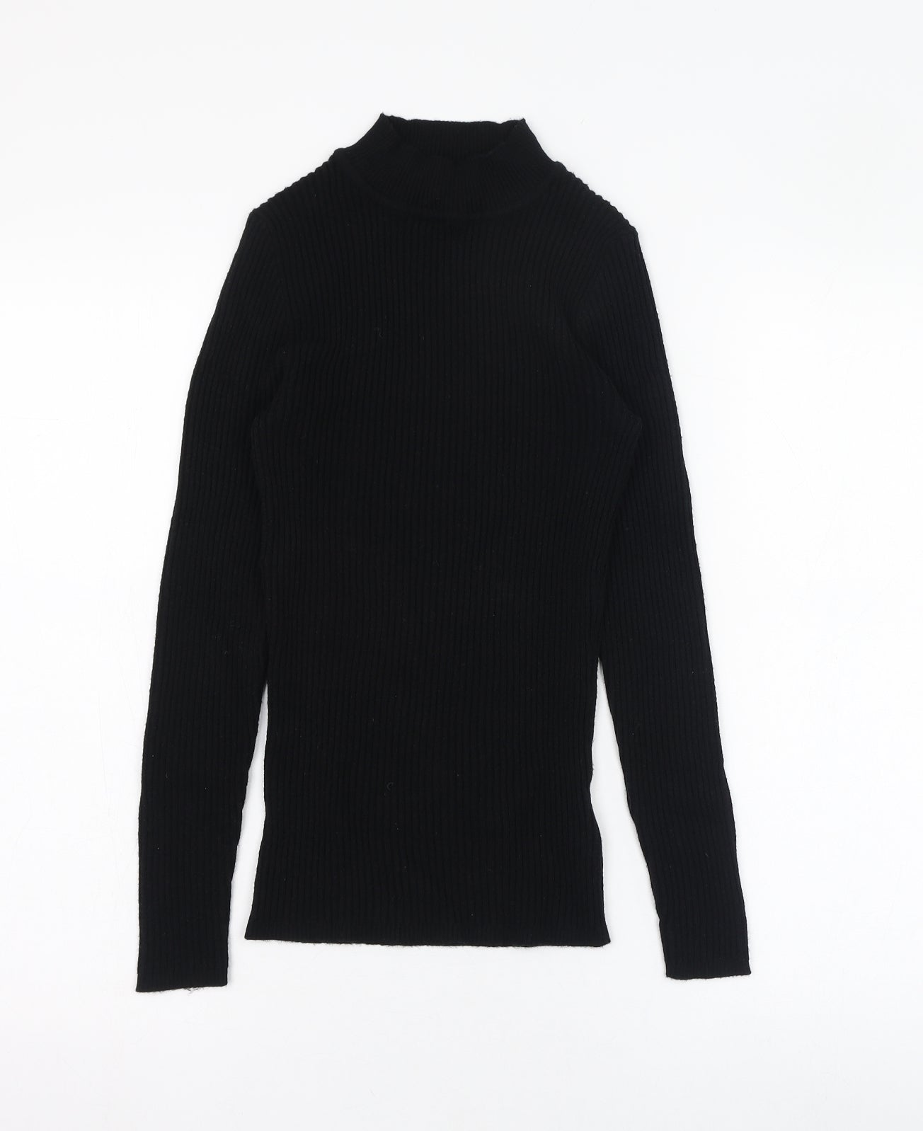 Primark Womens Black Mock Neck  Viscose Pullover Jumper Size 10