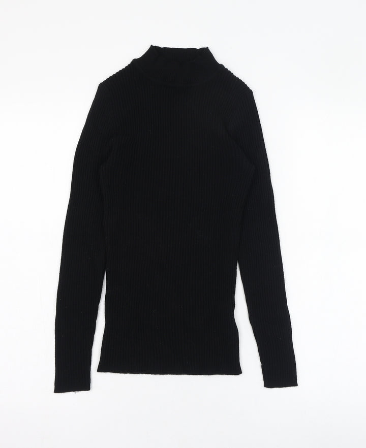 Primark Womens Black Mock Neck  Viscose Pullover Jumper Size 10