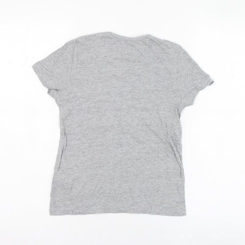 Primark Girls Grey  Cotton Basic T-Shirt Size 7-8 Years Round Neck Pullover