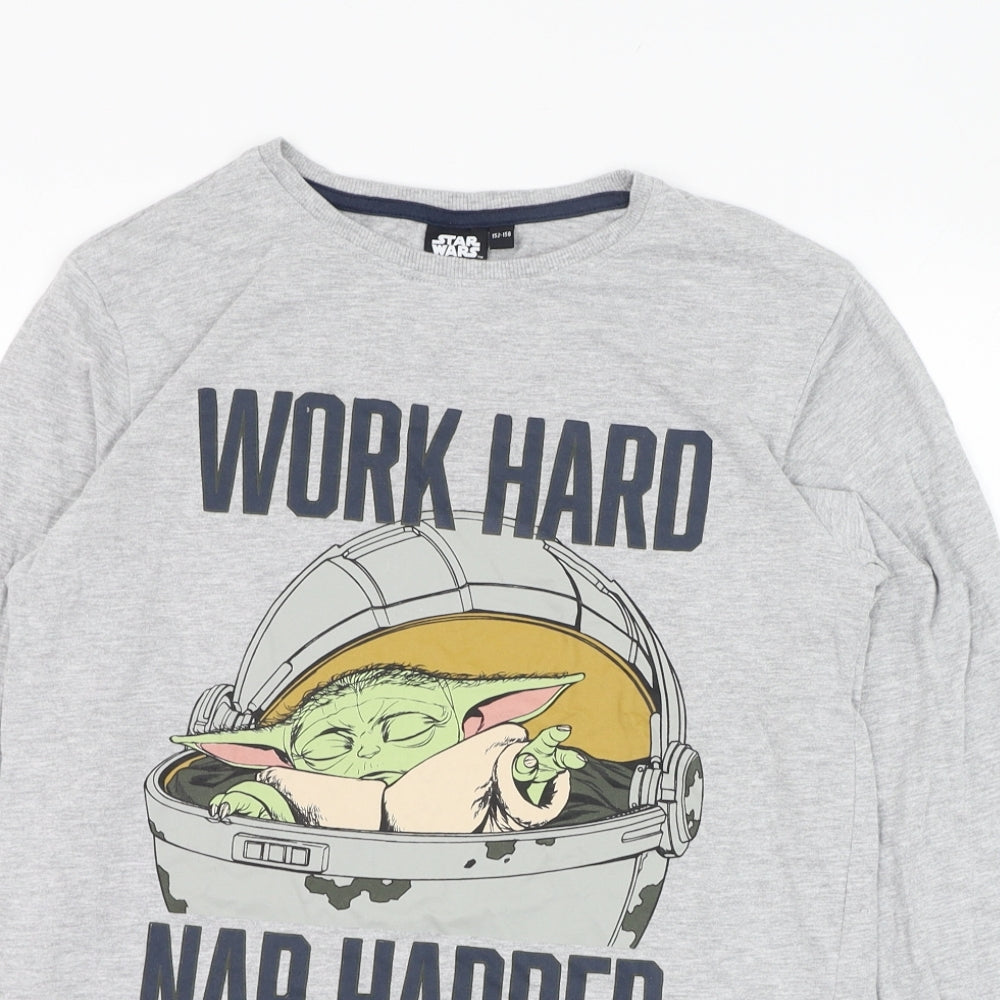 Pep&co Boys Grey  Cotton Basic T-Shirt Size 12-13 Years Round Neck Pullover - Star Wars