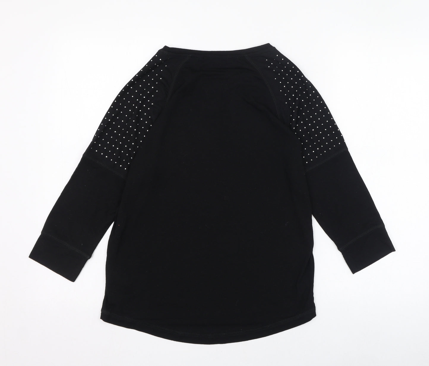 NEXT Womens Black  Polyester Basic T-Shirt Size 6 Round Neck