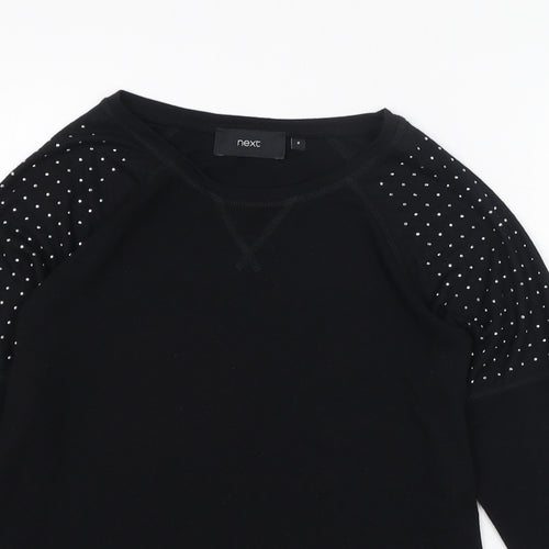 NEXT Womens Black  Polyester Basic T-Shirt Size 6 Round Neck