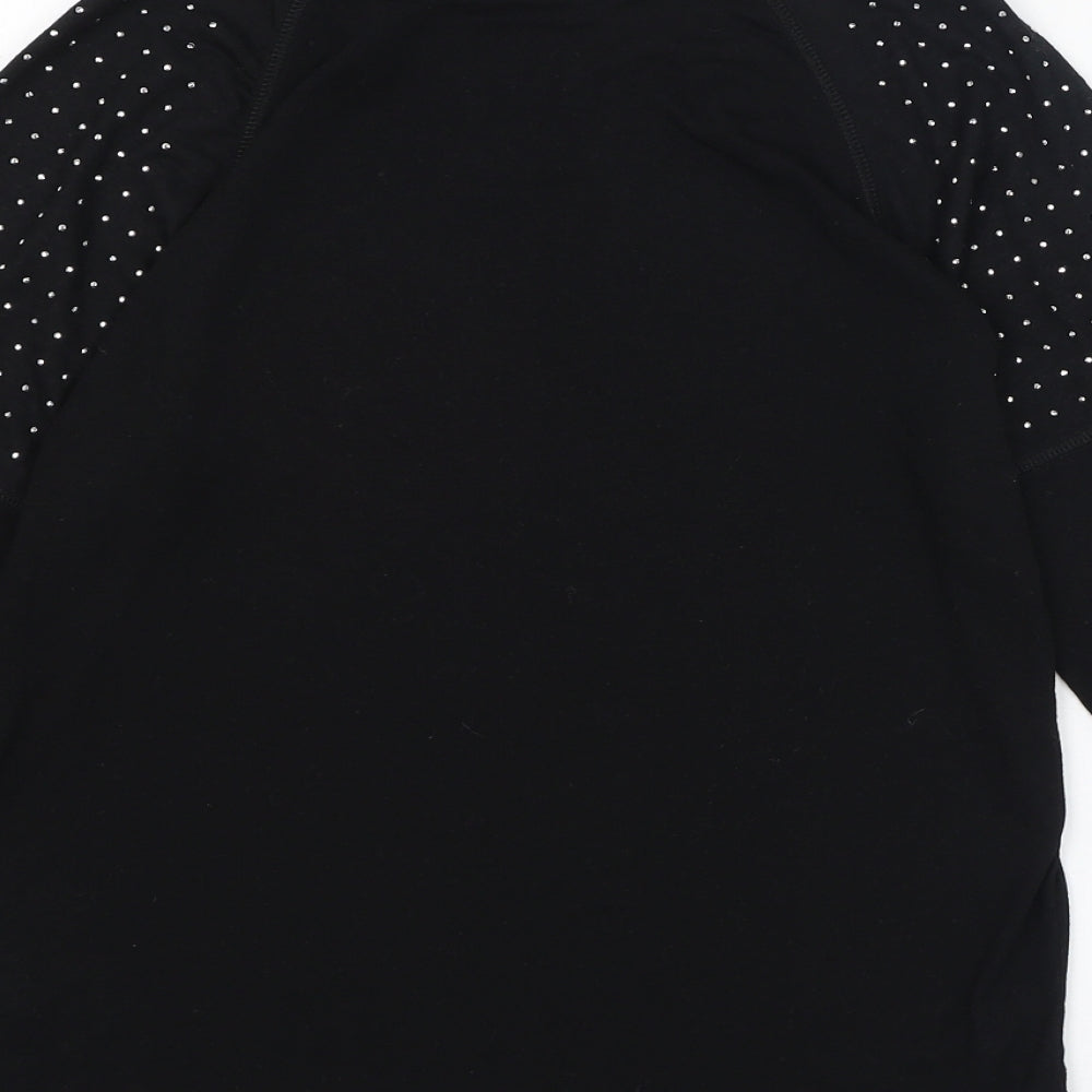 NEXT Womens Black  Polyester Basic T-Shirt Size 6 Round Neck