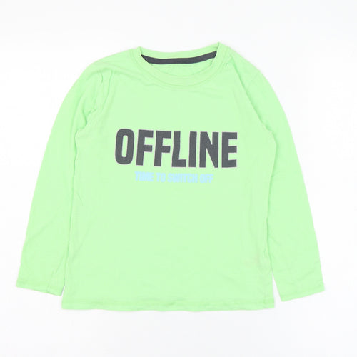 Dunnes Stores Boys Green  Cotton Basic T-Shirt Size 7-8 Years Round Neck Pullover