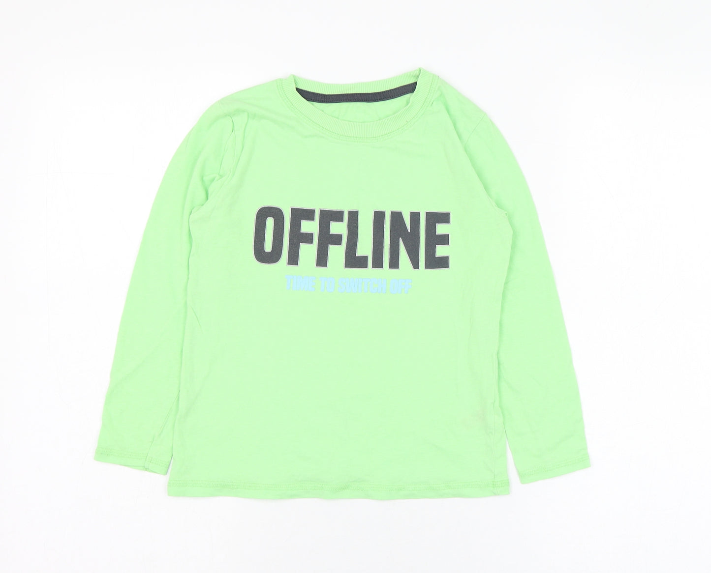 Dunnes Stores Boys Green  Cotton Basic T-Shirt Size 7-8 Years Round Neck Pullover