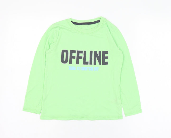 Dunnes Stores Boys Green  Cotton Basic T-Shirt Size 7-8 Years Round Neck Pullover
