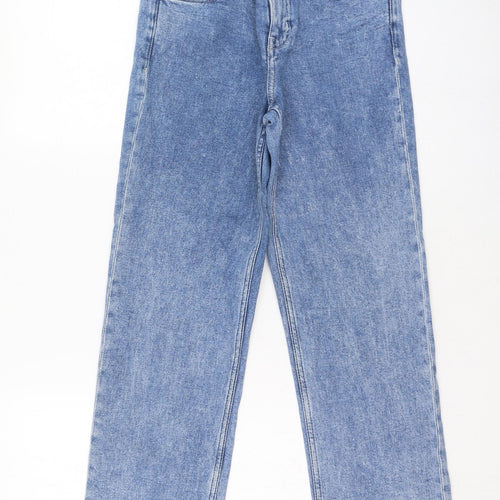 H&M Womens Blue  Cotton Straight Jeans Size 10 L26 in Regular Zip