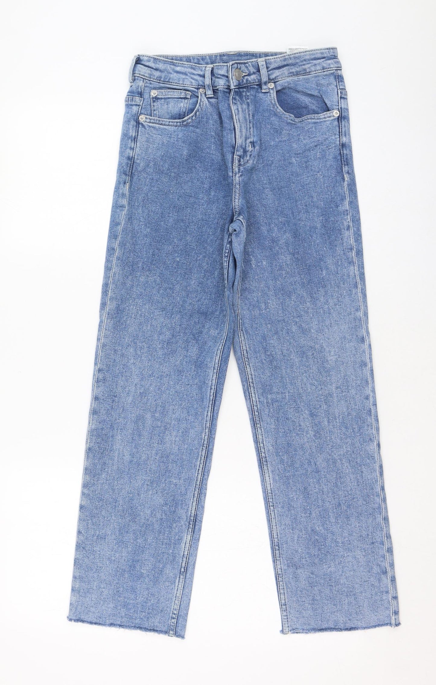 H&M Womens Blue  Cotton Straight Jeans Size 10 L26 in Regular Zip