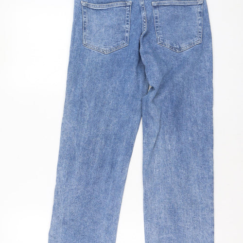 H&M Womens Blue  Cotton Straight Jeans Size 10 L26 in Regular Zip